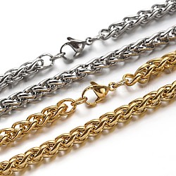 Grandes 304 de acero inoxidable collares de cadena de trigo, con broches de langosta, color mezclado, 23.7 pulgada (60.2 cm)