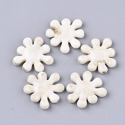 Abalorios de acrílico, estilo de imitación de piedras preciosas, flor, blanco floral, 23.5x23x5mm, agujero: 1.6 mm