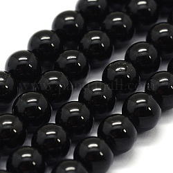Natürliche schwarze Turmalin Perlen Stränge, Klasse ab +, Runde, 10 mm, Bohrung: 1 mm, ca. 38 Stk. / Strang, 15.7 Zoll (40 cm)