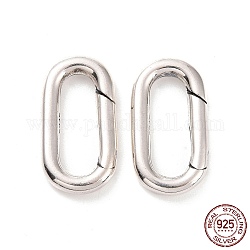 925 anillos de puerta de resorte de plata esterlina, oval, plata antigua, 17x9.5x2.5mm, diámetro interior: 12.5x4.5 mm