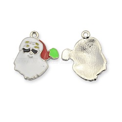 Platine plaqué pendentifs en émail d'alliage, Père Noël, colorées, 25x20x4mm, Trou: 2mm