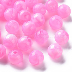 Perles acryliques, pierre d'imitation, ronde, perle rose, 12mm, Trou: 2mm, environ 560 pcs/500 g