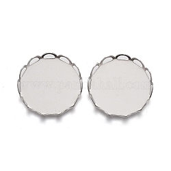 304 Stainless Steel Cabochon Settings, Lace Edge Bezel Cups, Flat Round, Stainless Steel Color, Tray: 16mm, 17x3mm