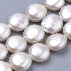 Hebras de perlas keshi de perlas barrocas naturales, perla cultivada de agua dulce, plano y redondo, PapayaWhip, 10x5~5.5mm, agujero: 0.5 mm, aproximamente 19 pcs / cadena, 7.75 pulgada