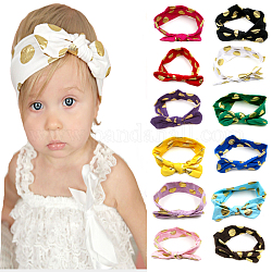 Хлопок эластичные детские повязки для девочек, аксессуары для волос, бантом, разноцветные, 14.2 дюйм ~ 14.96 дюйма (360~380 мм)