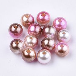 Cuentas de perlas de imitación de plástico ABS del arco iris, gradiente de perlas de sirena, redondo, saddle brown, 5.5~6x5~5.5mm, agujero: 1.5 mm, aproximamente 5000 unidades / 500 g