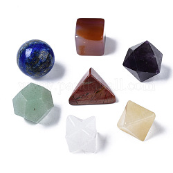 Бусины из натурального смешанного драгоценного камня, нет отверстий / незавершенного, чакра стиль, для проволоки завернутые кулон материалы, 3d форма, круглый и кубический и треугольный и меркаба звезда и биконус и восьмиугольник и многоугольник, 13.5~21x13.5~22x13.5~20 мм