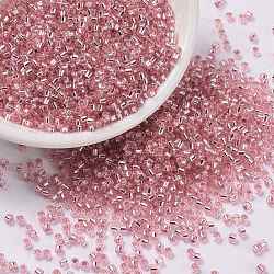 Zylinderförmige Saatperlen, Silber ausgekleidet, Rundloch, einheitliche Größe, Perle rosa, 2x1.5 mm, Bohrung: 0.8 mm, ca. 40000 Stk. / Beutel, ca. 450 g / Beutel