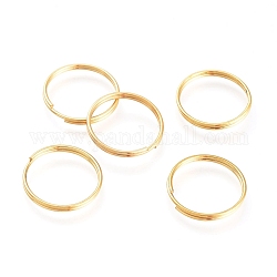 Revestimiento iónico (ip) 304 anillos partidos de acero inoxidable, anillos de salto de doble bucle, dorado, 1.8x15x1.2mm