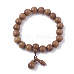 Holz Mala Perlen Armbänder, Stretch-Armbänder, Runde, Schokolade, 2 Zoll (5.2 cm)