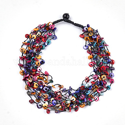 Muschelperlen-Halsketten mit mehreren Strängen, gefärbt, Farbig, 19.6 Zoll (50 cm)
