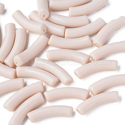 Opaque Acrylic Beads, Curved Tube, Antique White, 32x10x8mm, Hole: 1.8mm
