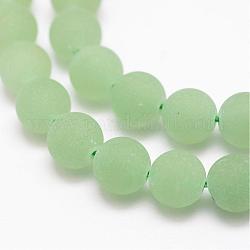 Матовые круглые естественные зеленые авантюрин бисер пряди, 6 мм, отверстие : 1 мм, около 63 шт / нитка, 15.5 дюйм