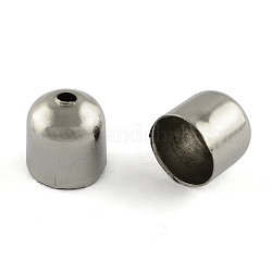 Iron Cord Tips, Platinum Color, about 6mm long, 6mm wide, hole: 1.5mm,Inner Diameter: 5mm
