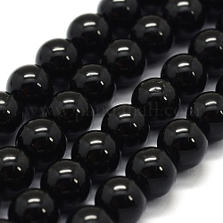 Натуральный черный турмалин бисер нитей, класса AB +, круглые, 6 мм, отверстие : 0.8 мм, около 62 шт / нитка, 15.7 дюйм (40 см)