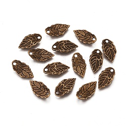 Tibetan Style Pendants, Leaf, Antique Bronze, Cadmium Free & Lead Free, 16x8x2mm, Hole: 1mm