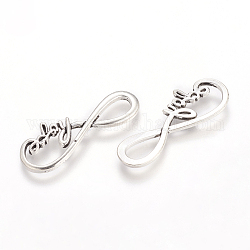 Tibetan Style Alloy Infinity with Hope Links connectors, Cadmium Free & Lead Free, Antique Silver, 15x39x2mm