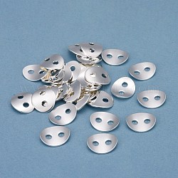304 bouton en acier inoxydable à 2 trous, ovale, couleur d'argent, 14x12x0.8mm, Trou: 3mm