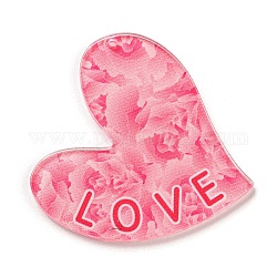 Pendentifs acryliques saint valentin, cœur, flamant, 42x41.5x2.5mm, Trou: 1.6mm
