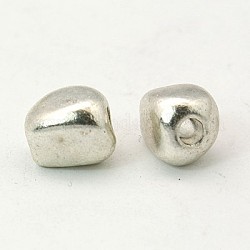Abalorios de aleación de estilo tibetano, oval, plata antigua, sin plomo y el cadmio, 10x9.5x9mm, agujero: 3 mm
