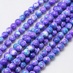 Synthetik Meer weißer Jade Perlen Stränge, gefärbt, Runde, mittelschieferblau, 6 mm, Bohrung: 1 mm, ca. 66 Stk. / Strang, 15.74 Zoll