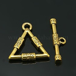 Chisure in lega stile tibetano in lega , triangolo, cadmio & nichel &piombo libero, oro antico, 23x21.5x3mm, Foro: 2 mm