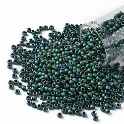 Toho perles de rocaille rondes, Perles de rocaille japonais, (706) couleur mate iris sarcelle, 8/0, 3mm, Trou: 1mm, à propos 222pcs / bouteille, 10 g / bouteille