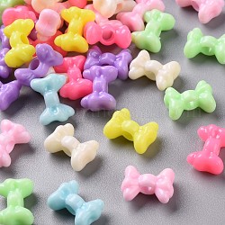 Opaque Acrylic Beads, Bowknot, Mixed Color, 11x15x7mm, Hole: 4mm, about 1010pcs/500g