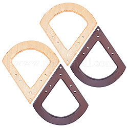 Wadorn® 4pcs anse de sac en bois 2 couleurs, pour les accessoires de remplacement de sac, secteur en forme, couleur mixte, 18.8x17x0.85 cm, Trou: 3.5mm, 2 pcs / couleur