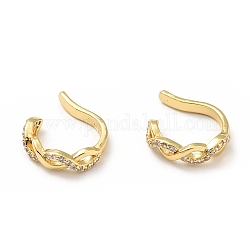 Clear Cubic Zirconia Infinity Cuff Earrings, Brass Jewelry for Non-pierced Ears, Cadmium Free & Lead Free, Golden, 16x13x3mm