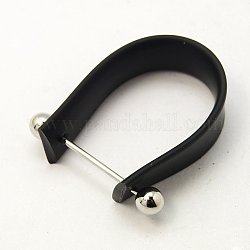 Резиновых деталей шнура кольцо, с латунной фурнитурой , чёрные, 10x19~28 мм