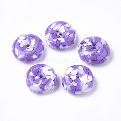 Perles en résine, imitation de copeaux de pierres précieuses, plat rond, bleu violet, 26x10mm, Trou: 3mm