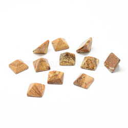 Cabochons della pietra preziosa di jasper dell'immagine naturale, piramide, 14x14x10mm