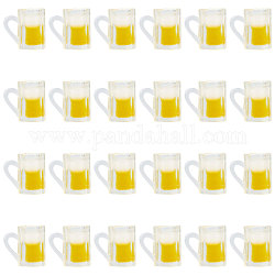 Gorgecraft 24pcs breloques en résine transparente, imitation boisson, tasse de bière pression, jaune, 15x10x15mm, Trou: 3x5mm, 24 pcs