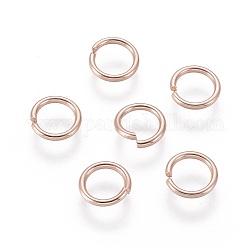 304 из нержавеющей стали открыты кольца прыжок, розовое золото , 18 датчик, 7x1 мм, внутренний диаметр: 5 мм