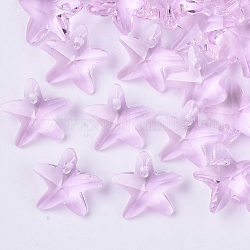 Encantos de cristal transparente, Estrella de mar / estrellas de mar, rosa perla, 14x15x6mm, agujero: 0.8 mm
