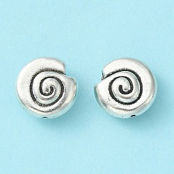 Stile tibetano guscio in lega di lumaca perle,  cadmio& piombo libero, argento antico, 14x13.5x7mm, Foro: 1 mm
