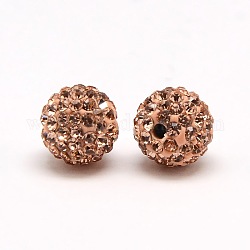 Polymer Clay Rhinestone Beads, Pave Disco Ball Beads, Grade A, Round, PP11, Light Peach, PP11(1.7~1.8mm), 8mm, Hole: 1.5mm
