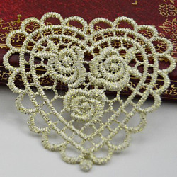 Lace Embroidery Sewing Fiber, DIY Garment Accessories, Heart, Dark Khaki, 6.5x6.5cm