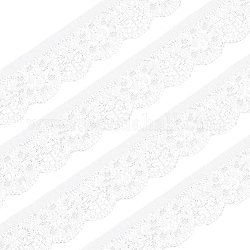 Guipure Stretch Lace Trim, Polyester Lace Ribbon, Flower Pattern, Garment Accessories, White, 1 inch(25mm)