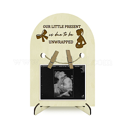 Soporte de marco de imagen de anuncio de madera en forma de arco, para mamás primerizas marcos de ecografía para bebés, humano, 180x125x4mm, agujero: 10 mm