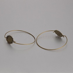 Accessoire de bricolage de bracelet en laiton, base de bracelet vide, plateau ovale, sans nickel, bronze antique, 69mm, Plateau: 13x18 mm