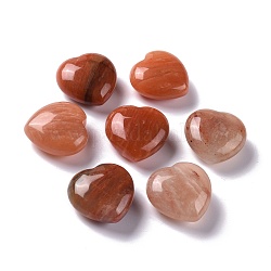 Piedra de amor de corazón de aventurina roja natural, piedra de palma de bolsillo para el equilibrio de reiki, 29.5x30x14mm