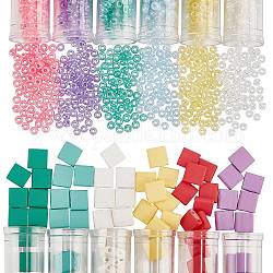 Nbeads DIY Glas Saatperlen Schmuckherstellung Finding Kit, einschließlich rechteckiger und runder Glasperlen, Mischfarbe, 1452 Stück / Beutel