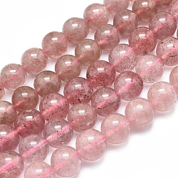 Fili di perle di quarzo natura fragola, tondo, 10mm, Foro: 1 mm, circa 42pcs/filo, 15.75 pollice (40 cm)