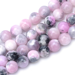Chapelets de perle en pierre de jade blanc teinté naturel, ronde, violette, 8mm, Trou: 1mm, Environ 50 pcs/chapelet, 15.7 pouce