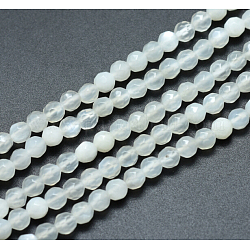 Natürlichen weißen Mondstein Perlen Stränge, facettiert, Runde, 4 mm, Bohrung: 0.8 mm, ca. 92 Stk. / Strang, 15.3 Zoll