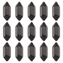 Olycraft facettierte natürliche schwarze Obsidianperlen ohne Loch, Heilsteine, Reiki-Energieausgleichs-Meditationstherapiestab, doppelter Endpunkt, für Draht gewickelt Anhänger Herstellung, gefärbt und erhitzt, 20x9x9 mm, 15 Stück / Karton