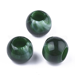Perles acryliques, style de pierres fines imitation, rondelle, vert foncé, 11.5x9.5mm, Trou: 5.5mm, environ 760 pcs/500 g