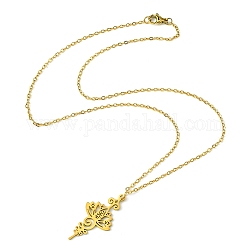304 collane con ciondoli di loto in acciaio inossidabile, collane con catene portacavi da donna, oro, 17.72 pollice (45 cm)